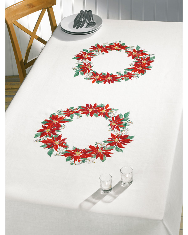 Broderikit Middagsduk Blomkrans