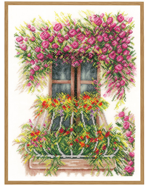 Broderipakke Bilde Blomsterbalkong