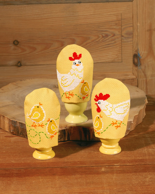 Broderipakke Eggvarmere Hønsefamilien 3-pk