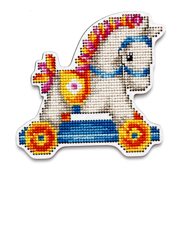 Broderikit Magnet Häst blå