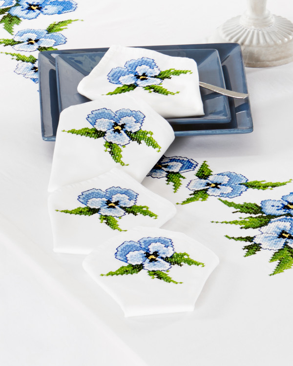 Servetter Blå penseer 4-pack