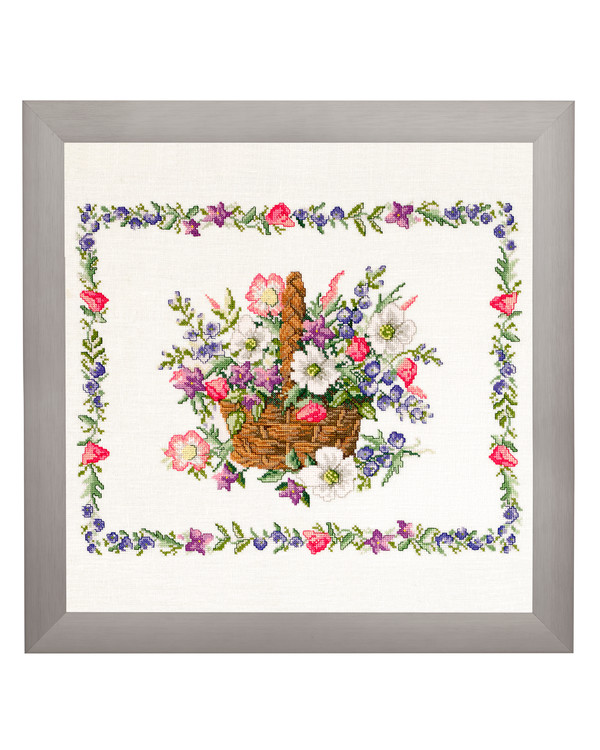 Broderikit Tavla korg med blommor