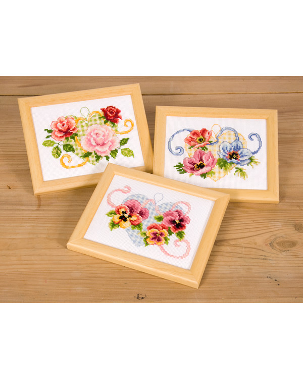 Broderipakke Bilder Blomster 3-pk