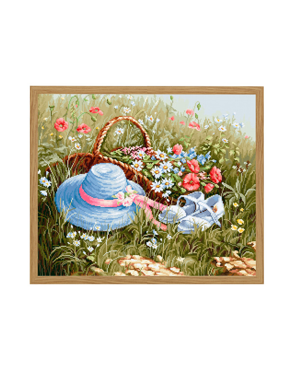 Stickpackung Bild Blumenkorb