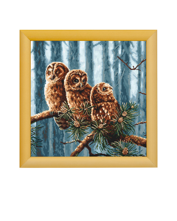Stickpackung Bild Eulenfamilie