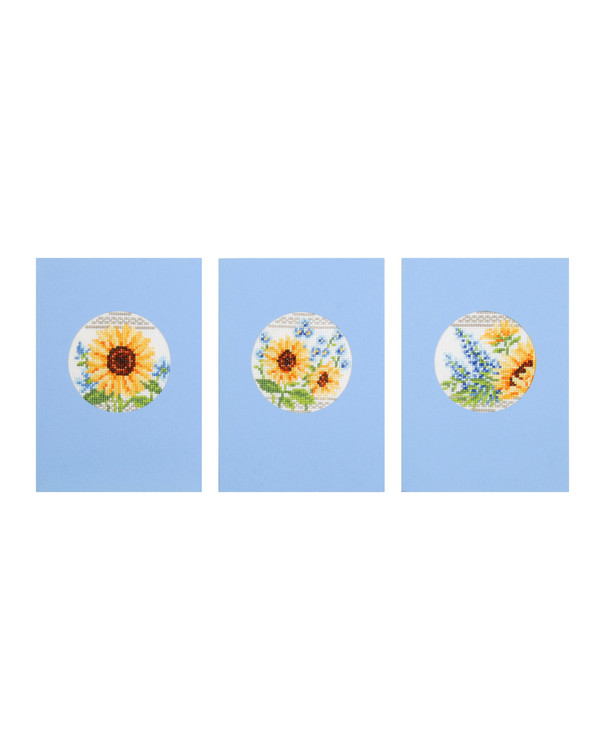 Broderikit Kort Solrosor 3-pack