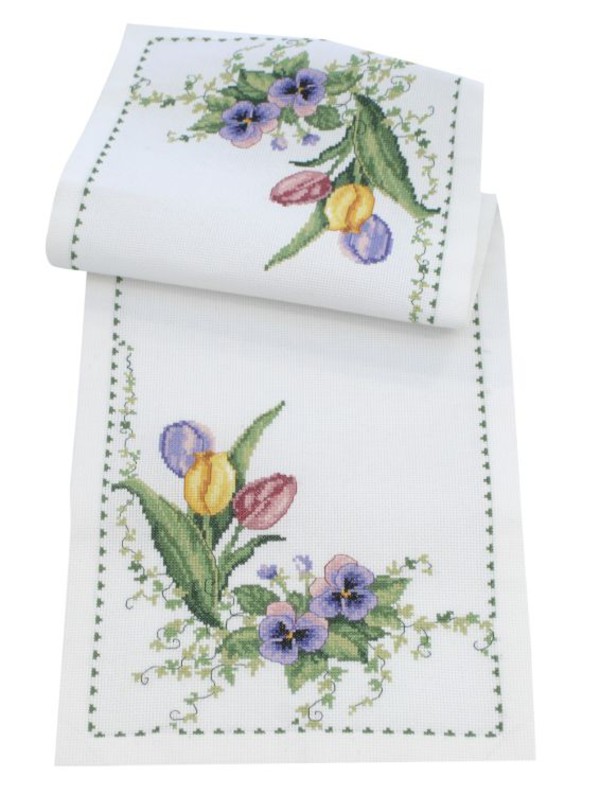 Broderikit Löpare Tulpaner & penseér