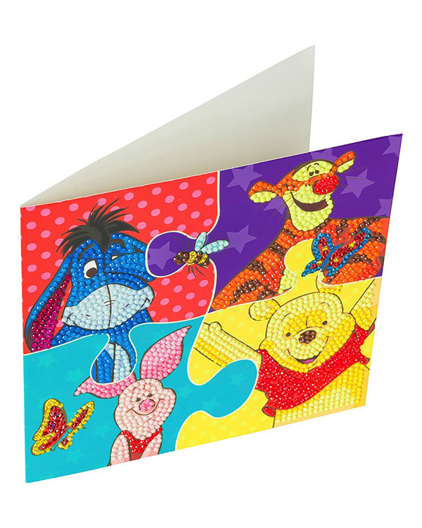 Crystal Art kortti Nalle Puh, Ihaa, Tikru ja Nasu