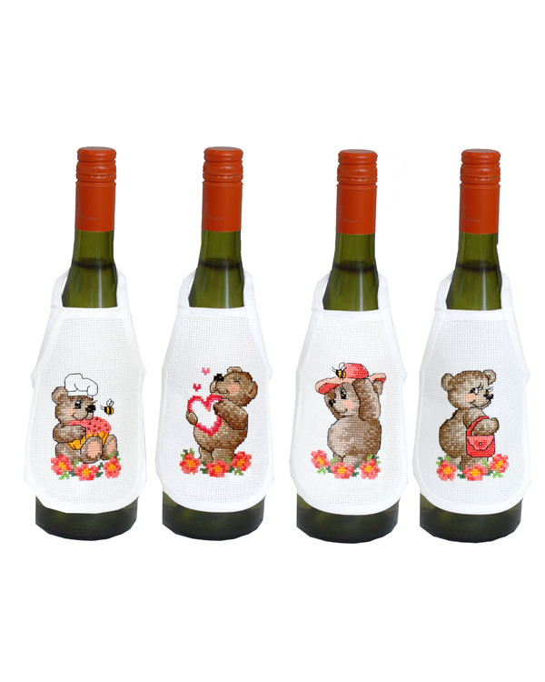 Flaschenschürzen Süße Bären 4-er Pack