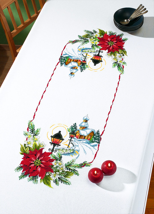 Broderikit Middagsduk Julefrid