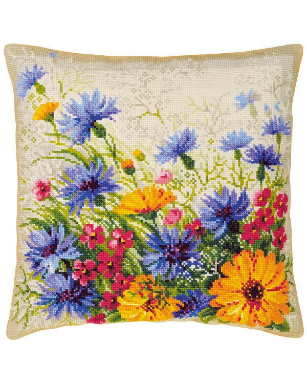 Broderikit Kuddframsida Färgglada blommor