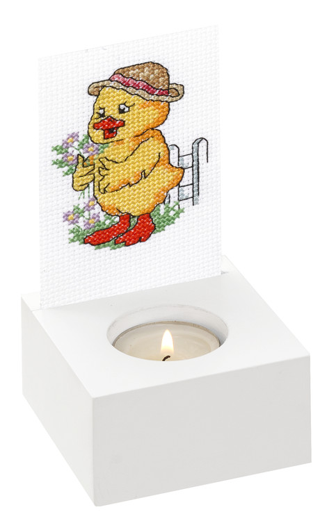 Broderipakke Broderi Kylling med blomster til telysholder
