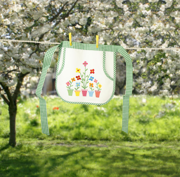 Forkle med lommer Blomsterkrukker