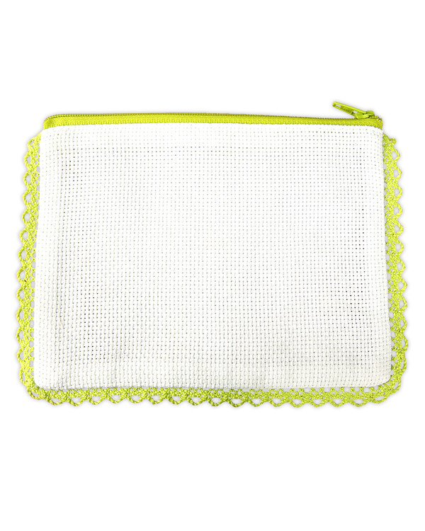 Börs vit aida/lime utan garn och mönster