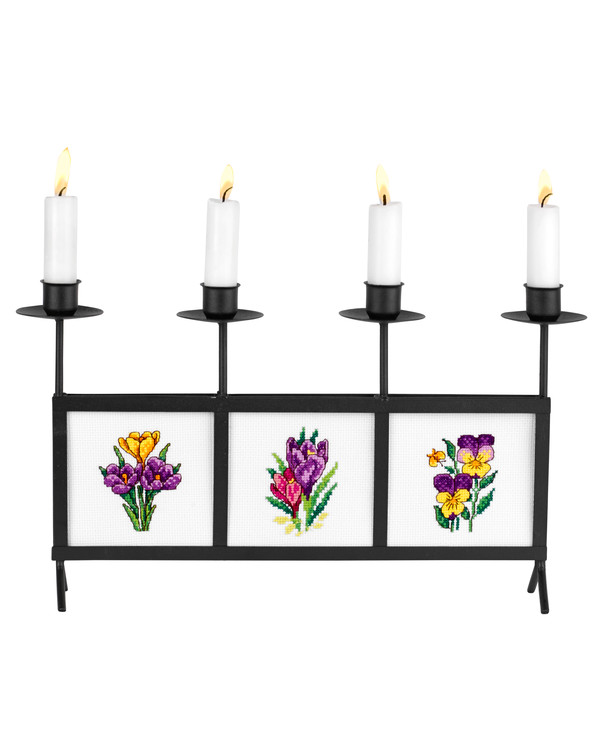 Broderi Blommor till smidesljusstake