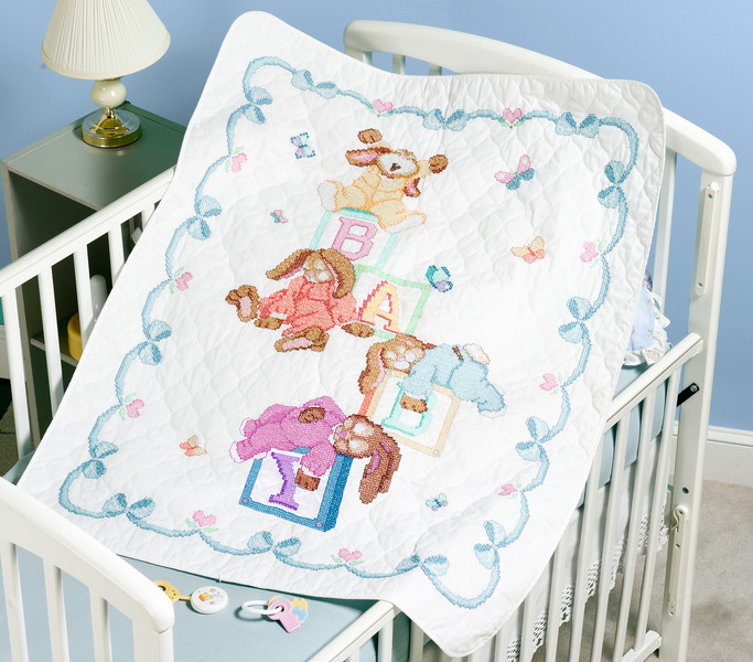 Broderikit Babytæppe Kaniner