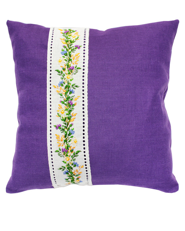 Broderikit Kudde Blomster Lila