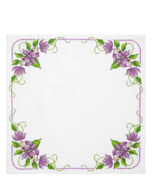 Broderikit Duk Lila blommor