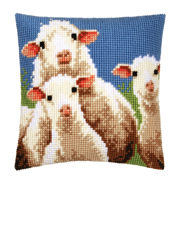 Broderikit Kudde Fårfamiljen