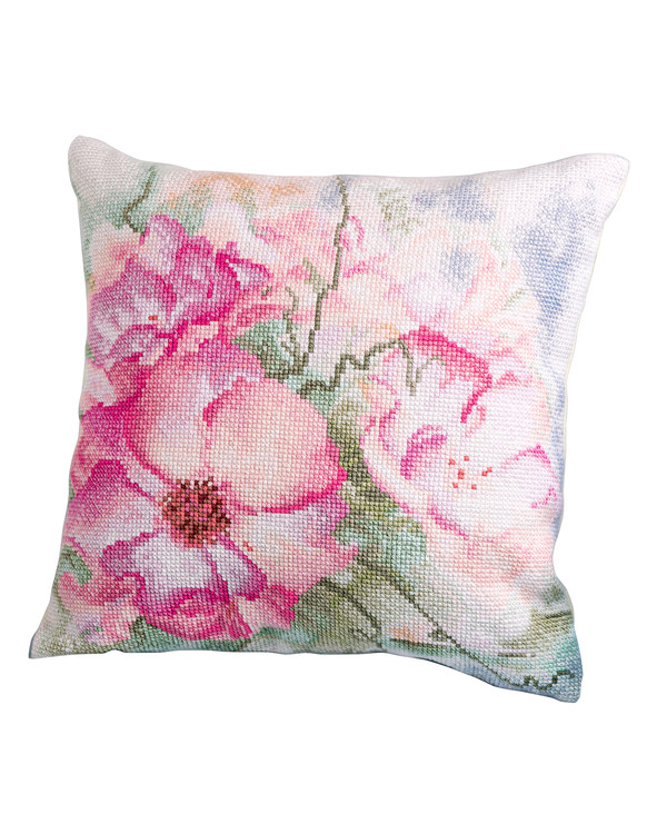 Broderipakke Pute Rosa blomster