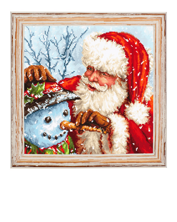 Stickpackung Bild Weihnachtsmann und Schneemann