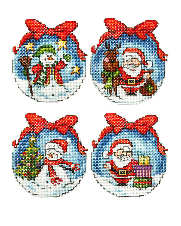 Kirjontapakkaus Plastic Canvas Joulupallot 4/Pak