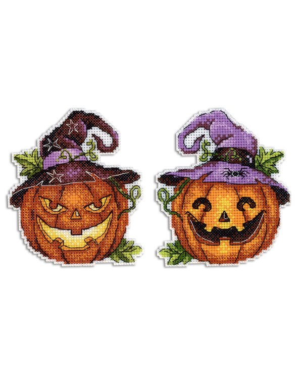 Kirjontapakkaus Plastic Canvas Halloween-kurpitsat, 2 kpl/pakkaus