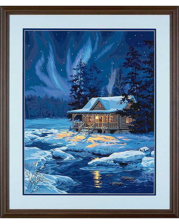 Paint by numbers Moonlit Cabin