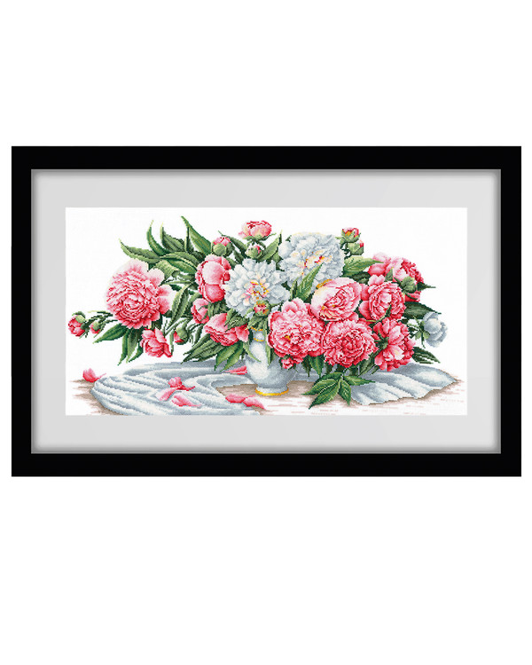 Broderikit Tavla bukett pioner