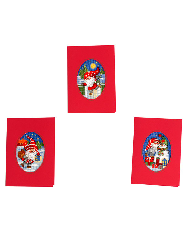 Joulukortit Vilkas tonttu 3/pak