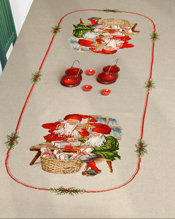Broderikit Middagsduk Paketinslagning