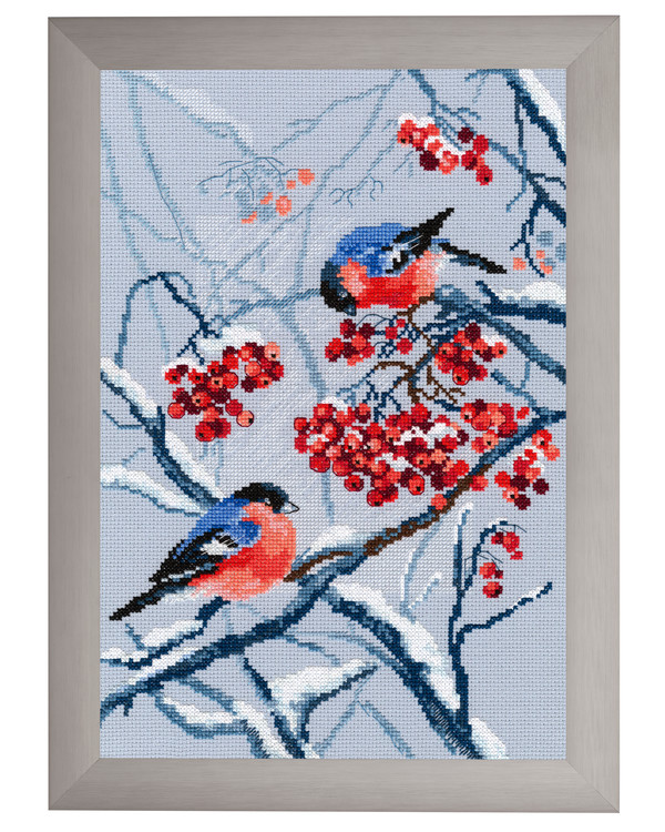 Bild Dompfaffen und Vogelbeeren