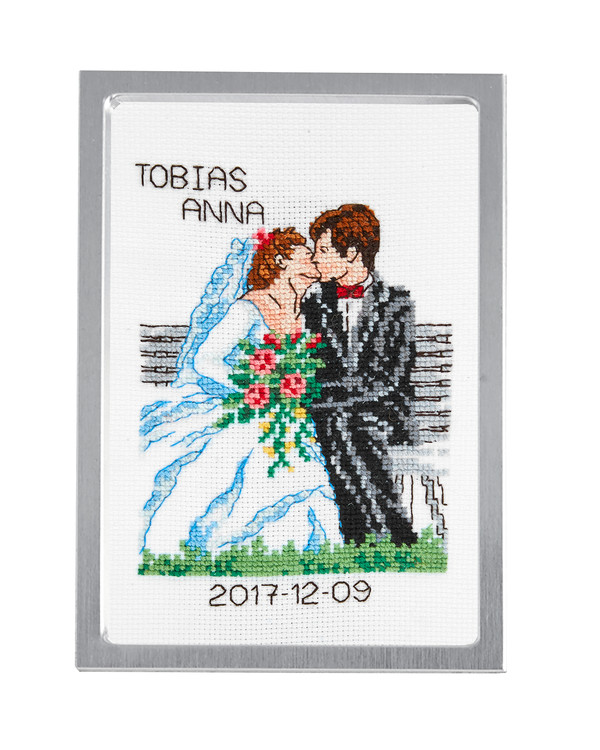 Broderi Nygifte til fotoalbum