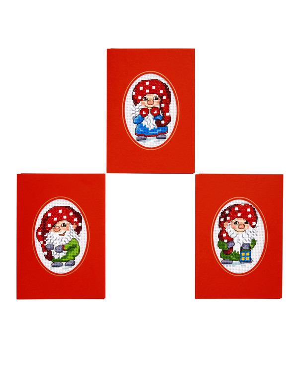 Joulukortit iloiset tontut 3/pak