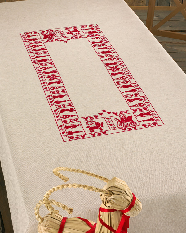 Broderikit Middagsduk Julstämning