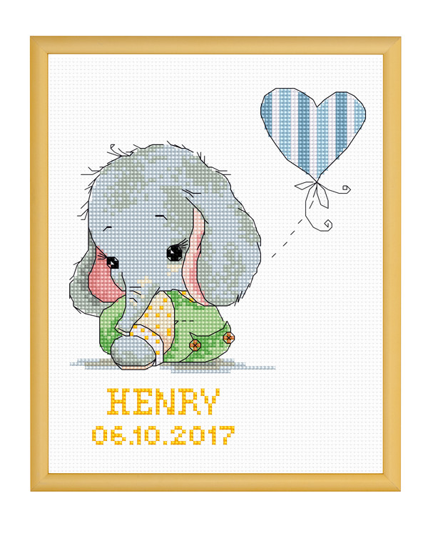 Broderikit Födelsetavla Ballonglek