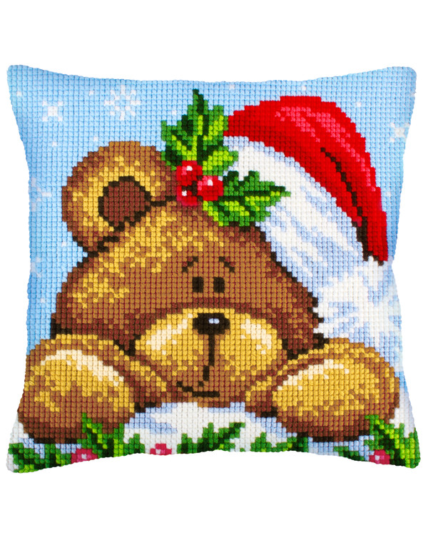 Broderikit Kudde Julens teddybjörn