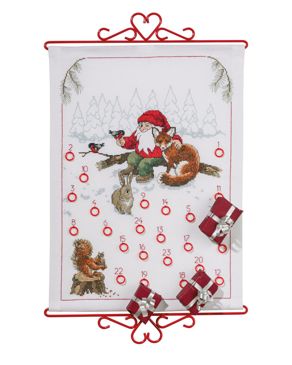 Broderikit Kalender Tomte med djur