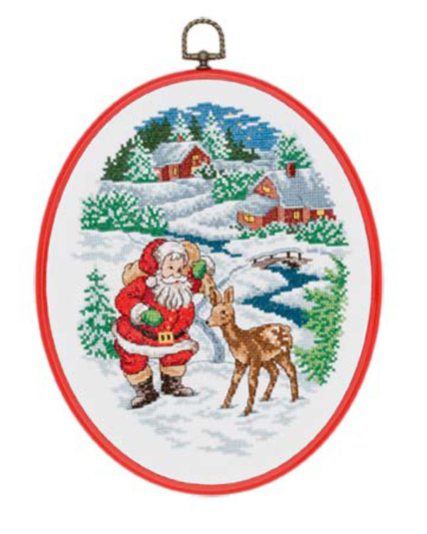 Muovikehystaulu Joulupukki ja metsäkauris