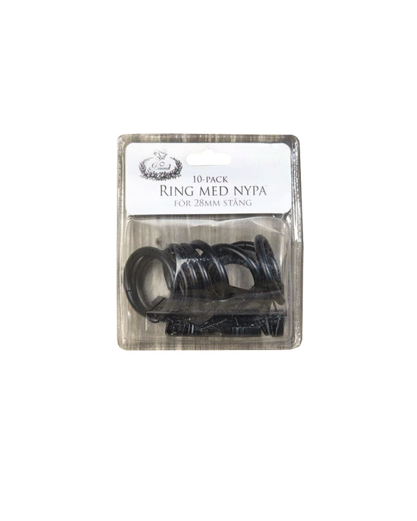 Gardinring Svart 28 mm 10-pk