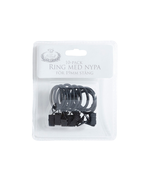 Gardinring Svart 19 mm 10-pack