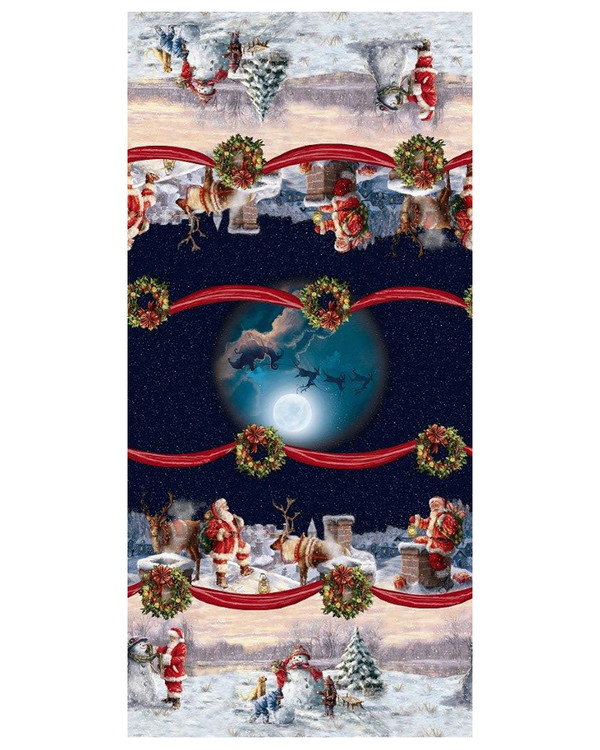 Rund Vaxduk Tomte med renar 140 cm ø