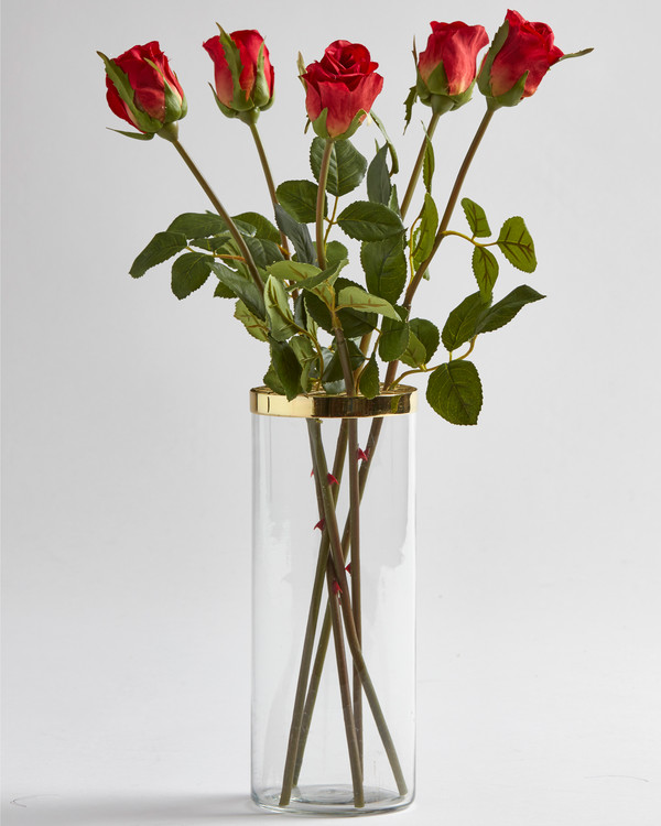 Kunstplante Rose rød 5-pk