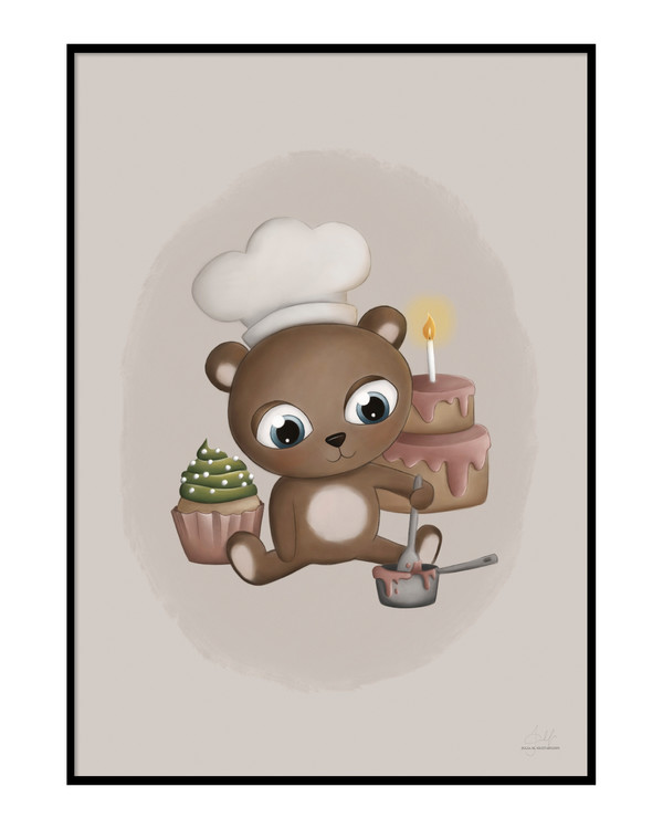 Baking baby bear Poster
